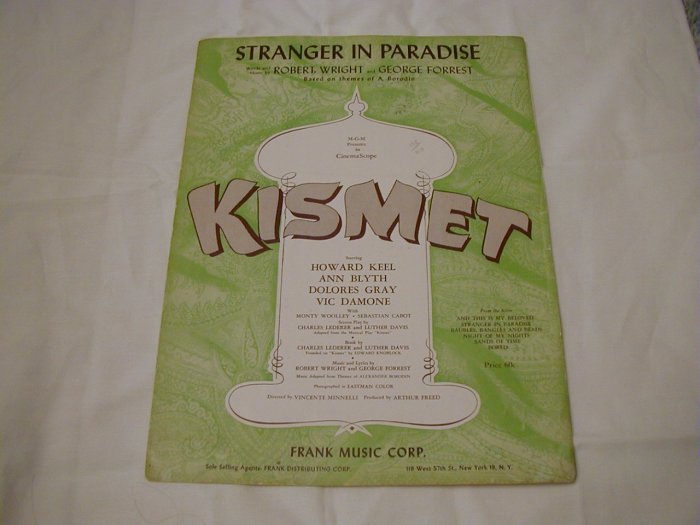 Stranger In Paradise Kismet Sheet Music 1953 Frank Music Corp
