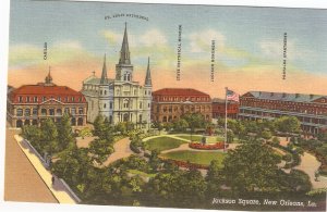 Jackson Square, New Orleans, LA postcard vintage