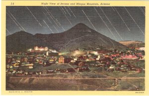 Night View of Jerome and Mingus Mountain Arizona postcard vintage
