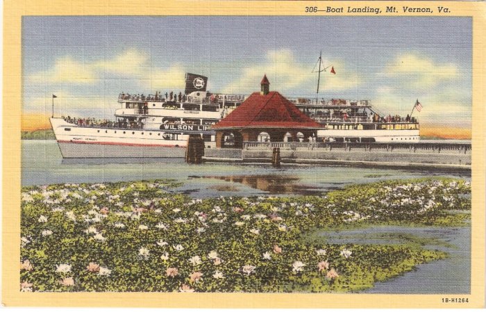 Boat Landing Mt Vernon Virginia vintage postcard