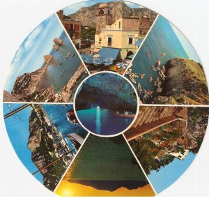 Capri La Piazzetta Grotta Azzurra Circular Round Postcard Italy