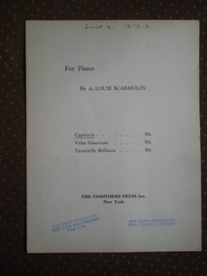A Louis Scarmolin Capriccio Op 32 No. 1 Sheet Music Composers Press