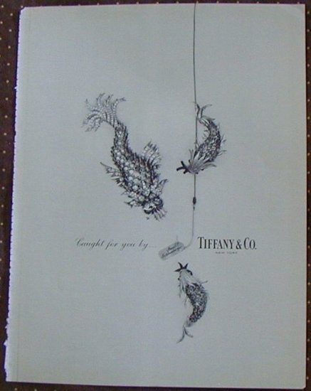 VINTAGE TIFFANY Jean Schlumberger Fishes Bait Fishing Hook 1963 ad