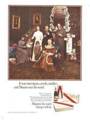 Mumm Champagne Marzipan Carols Candles Vintage Ad 1966