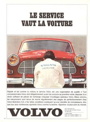 Volvo Service Red Car French Vintage Ad 1965