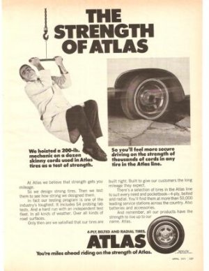 Atlas 4-ply Belted Radial Tires Vintage Ad 1971
