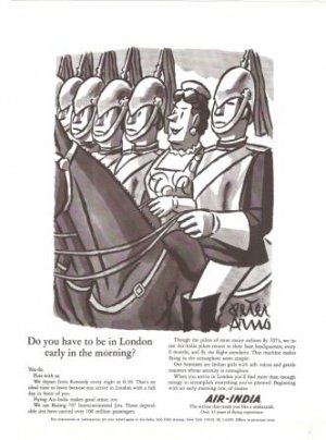 Air India London Soldiers on Horse Peter Arno 1966 Vintage Ad