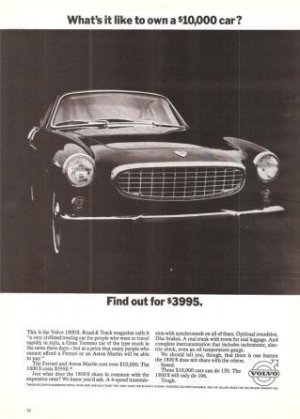 Volvo 10000 Car 1800S Vintage Ad 1965