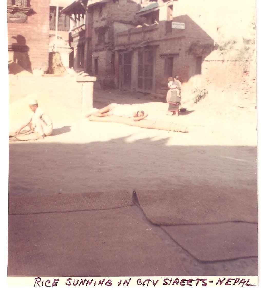 Vintage Photograph Rice Sunning City Streets Nepal 1968