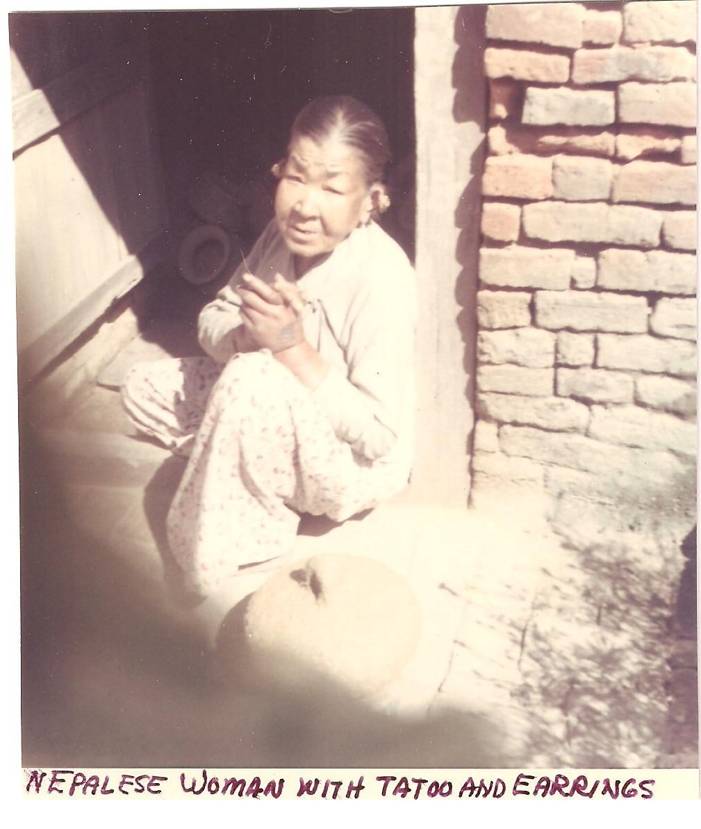 Vintage Photograph Nepalese Woman Tattoo Earrings Nepal 1968