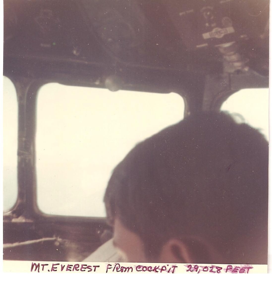 Vintage Photograph Mt Everest Airplane Cockpit Pilot Nepal 1968