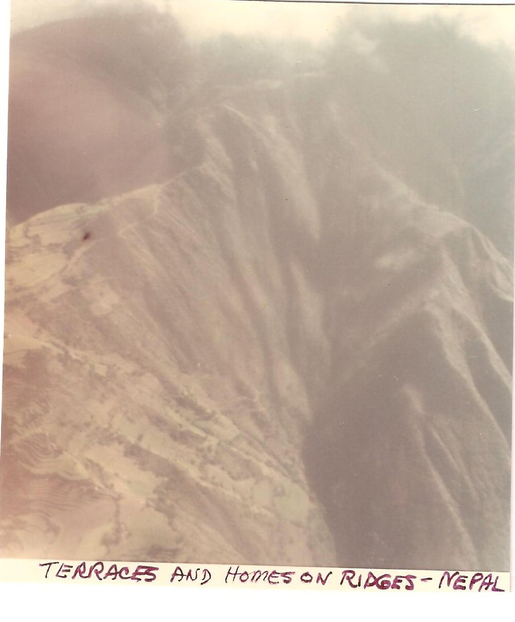 Vintage Photograph Terraces Homes on Ridges Himalayas Nepal 1968