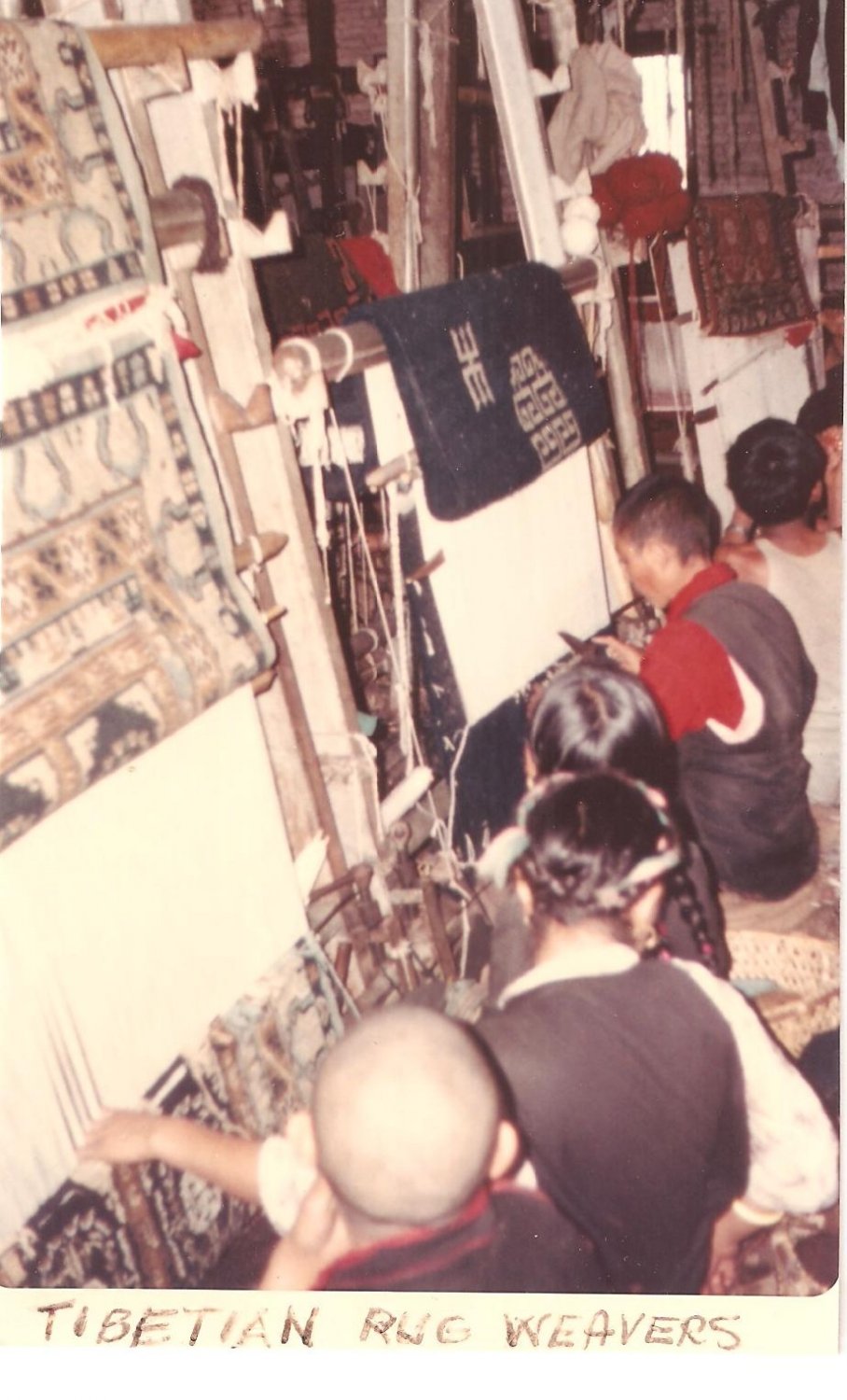 Vintage Photograph Tibetian Rug Weavers 1968