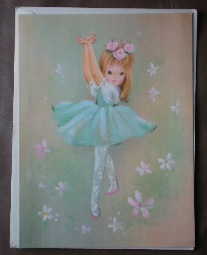 Birthday Card Sunshine Vintage Greeting 35X5179 Stationery Ballerina Ballet Girl