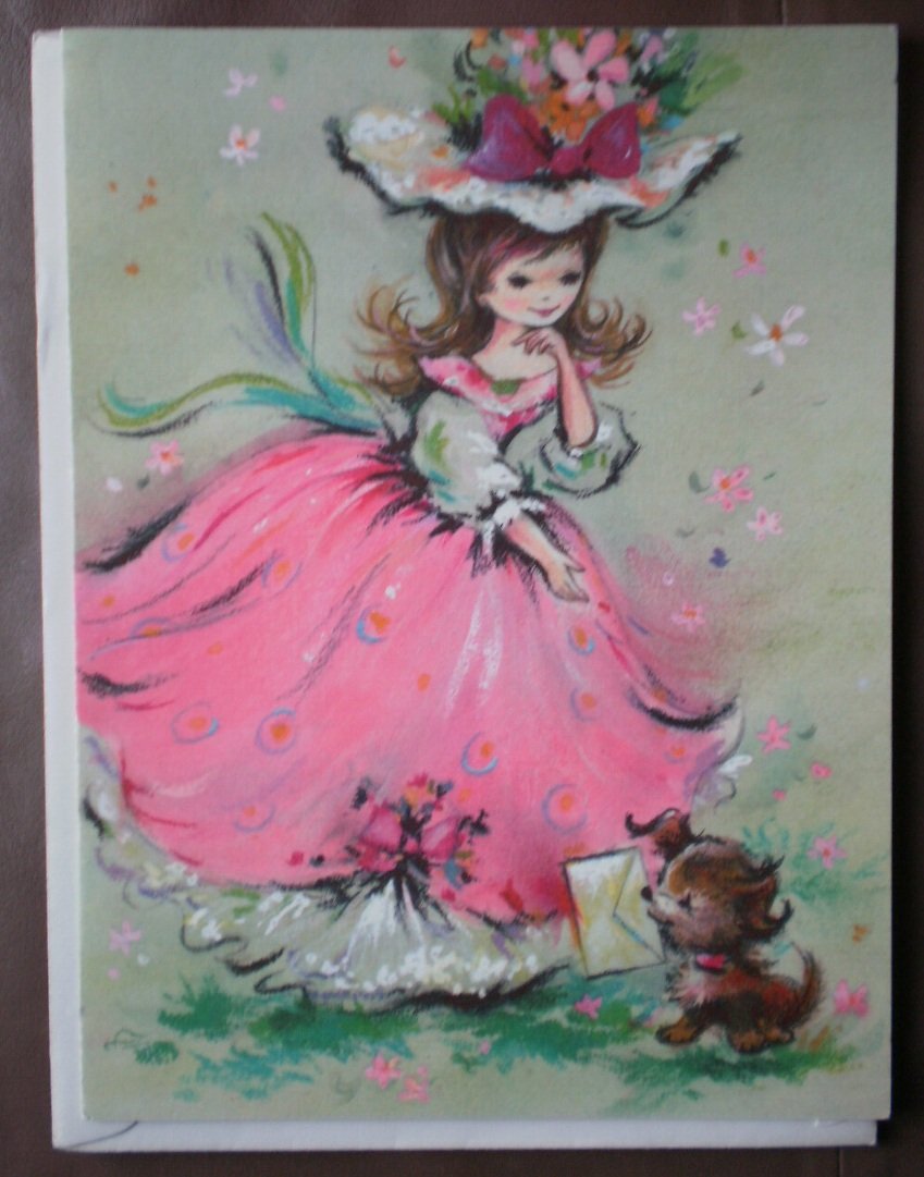 Friendship Card Coronation Collection Vintage Greeting 75605 Stationery Girl Dog Puppy