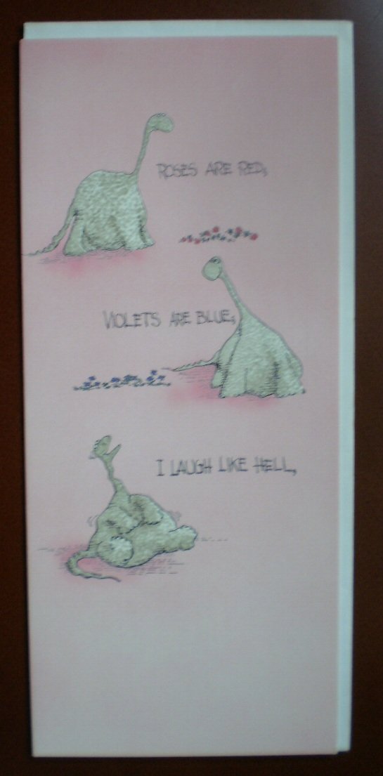 Birthday Card Vintage Roger Alan Ltd England Dinosaur Roses are Red