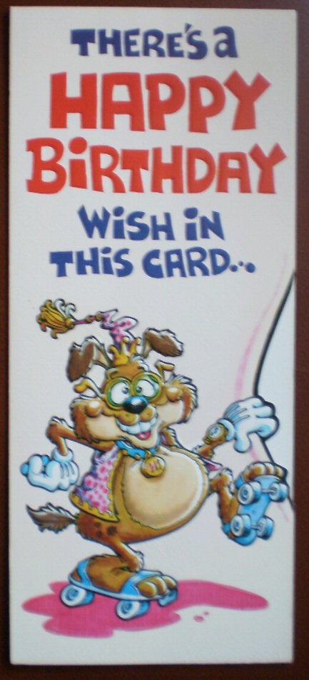 Birthday Card Vintage Mark 1 Inc Roller Skates Dog