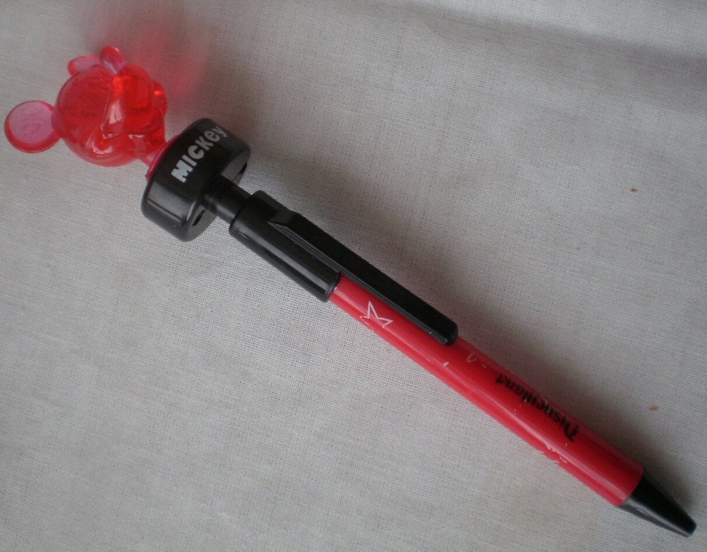 Mickey Mouse Pen Light Up Disneyland Red Black Vintage