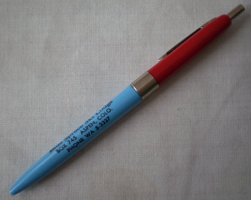 Vintage Pen Advertising Blue Spruce Ski Lodge Aspen Colorado