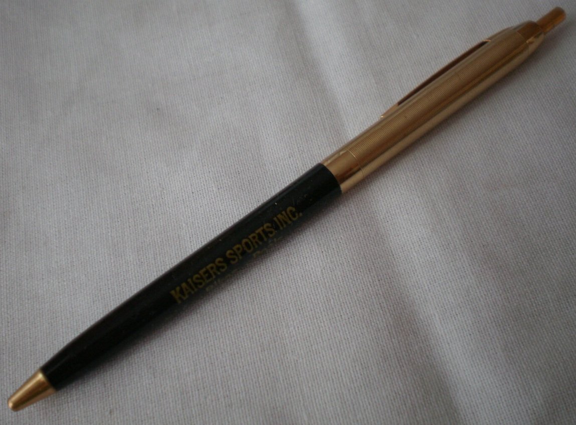 Vintage Pen Advertising Kaiser Sports Inc Merced Santa Rosa Goldtone Black