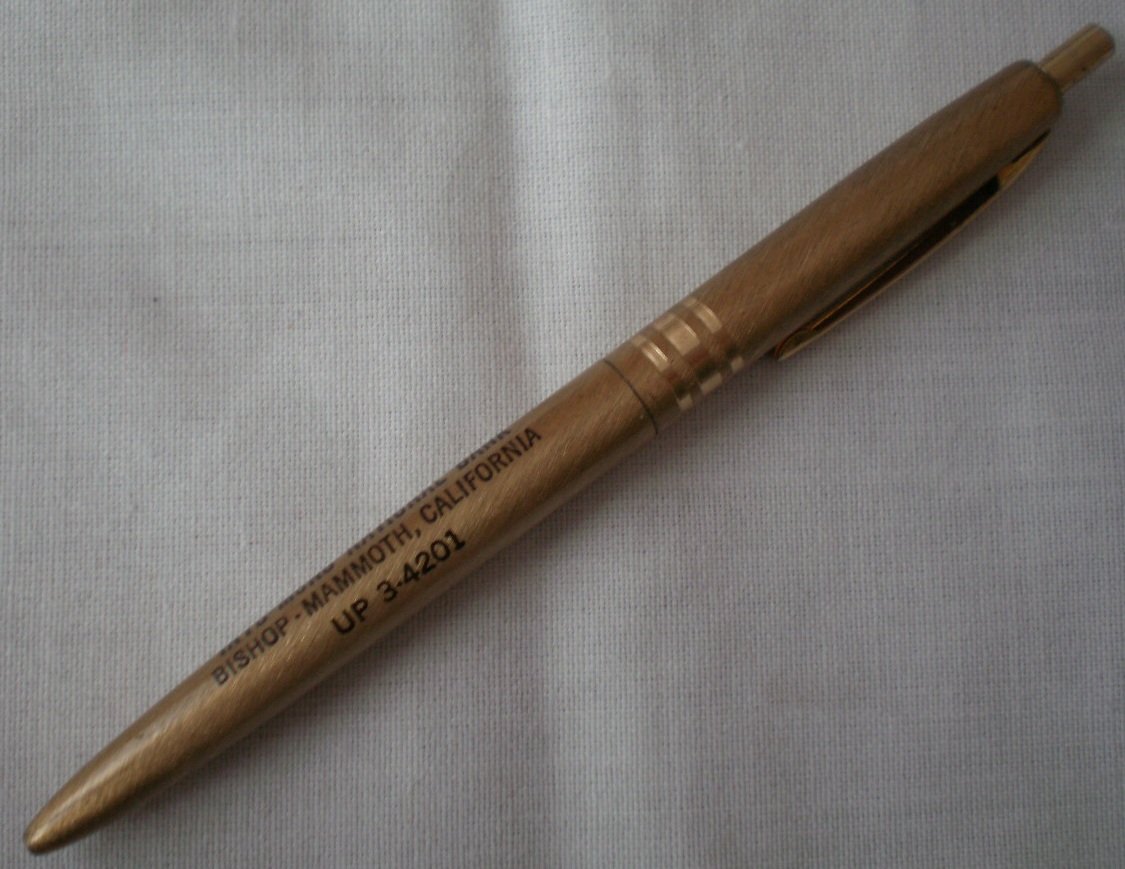 Vintage Pen Advertising Inyo Mono National Bank Bishop Mammoth California Nadel Goldtone