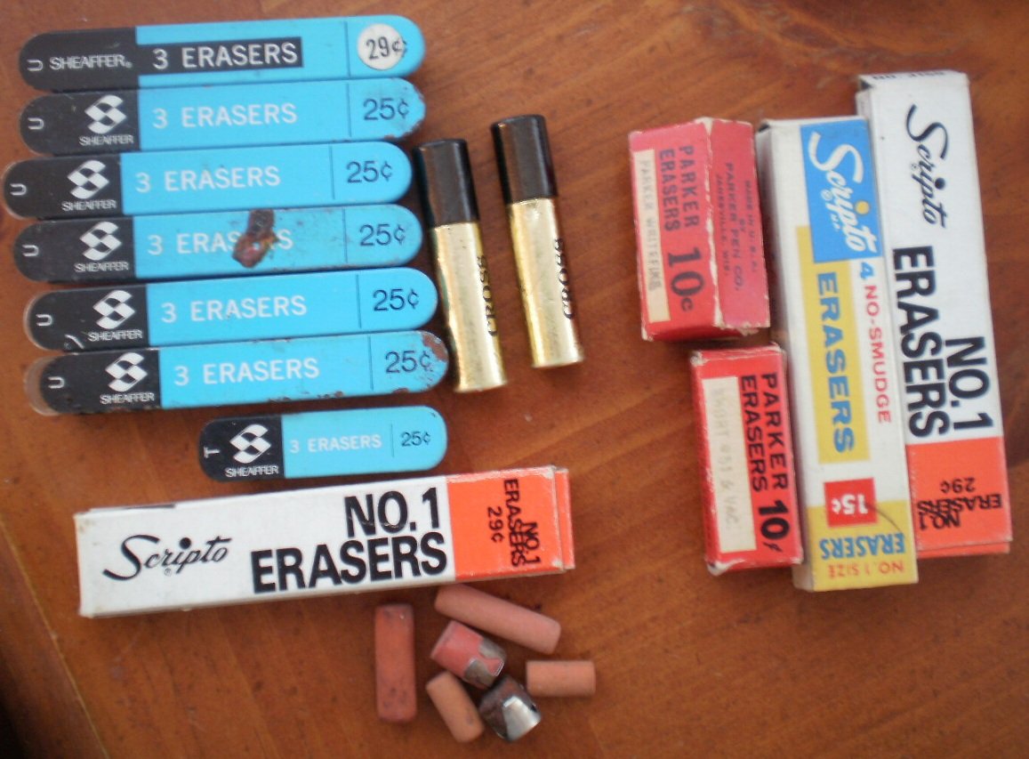 Lot Erasers Empty Box Vintage Cross Scripto Parker Sheaffer for Mechanical Pencils