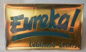 California Lottery Eureka Pin Jonathan Grey Enamel Goldtone Metal State