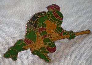 TMNT Donatello Pin Teenage Mutant Ninja Turtle 1989 Mirage Enamel Goldtone Metal Vintage