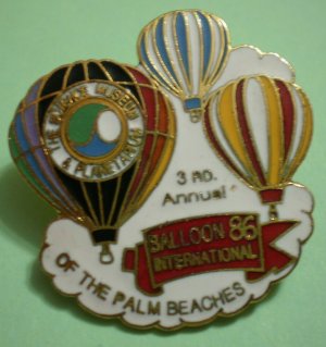 Balloon International Pin 1986 3rd Annual Hot Air Palm Beaches