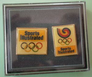 Sports Illustrated Olympics Pin Boxed Set/2 Enamel Goldtone Metal