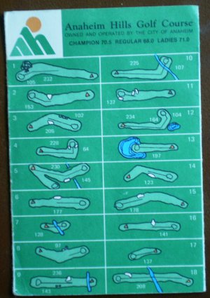 Vintage Golf Scorecard Anaheim Hills Golf Course Public Country Club