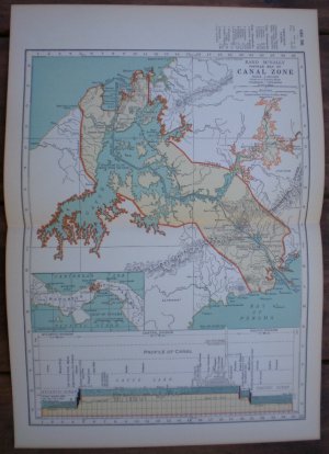 Canal Zone Map Rand McNally Popular Plate Print 1936 Book