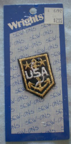 Wrights Applique Patch USA Anchor 2 Stars