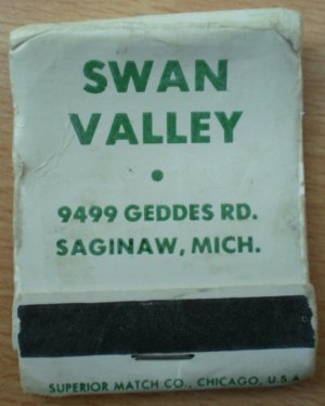 Vintage Matchbook Swan Valley Restaurant Saginaw Michigan Matches