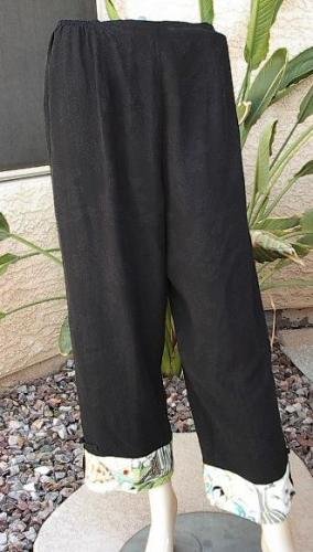 CITRON SANTA MONICA BLK Asian Trim CROPPED PANTS NWT L