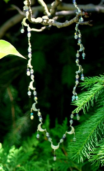 silver halfmoon and crystal necklace
