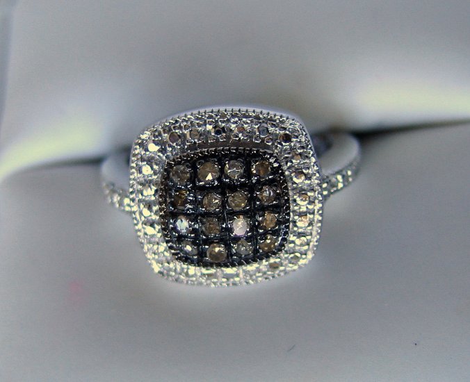 .20 CT Brown Diamond Ring - Pave Detail Design Sz7