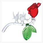 Glass Frost Birds On Red Rose