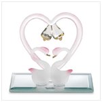 Glass Love Swans Heart Figurine