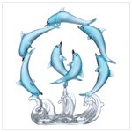 Rotating Blue Dolphins Circle Figurine