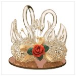 Spun Glass Twin Swans Figurine