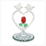 Glass Doves on Heart Figurine