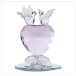 Glass Lovebirds Crystal Heart