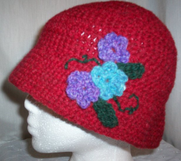 Red Wool Flower Cloche