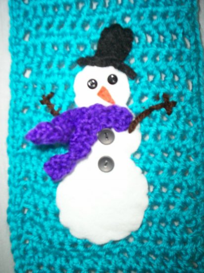 Child's Blue Snowman Scarf