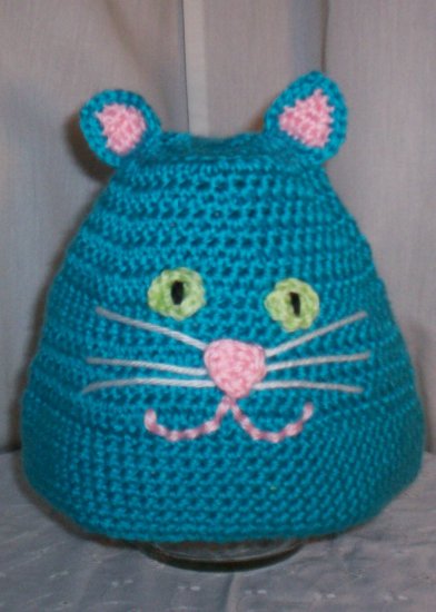 Child's Bright Blue Cat Hat