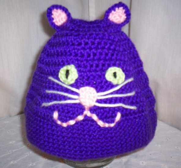 Child's Bright Purple Cat Hat
