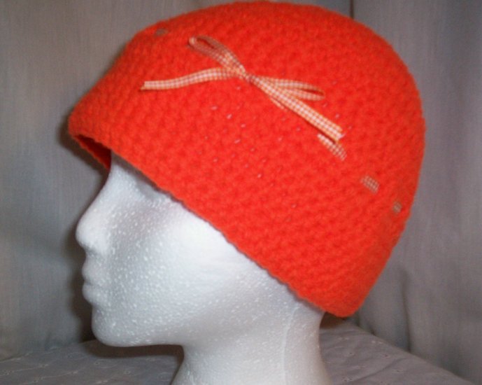 Orange Cloche With Gingham Bow