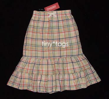 NWT Gymboree Beach Shack Checked Tiered Long Skirt 6