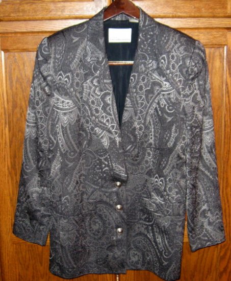 Dana Buchman Silver Gray Grey Paisley Blazer Jacket 8